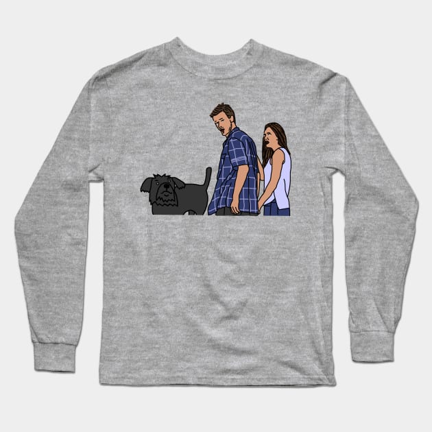 Distracted Boyfriend and Fergus the Dog Long Sleeve T-Shirt by ellenhenryart